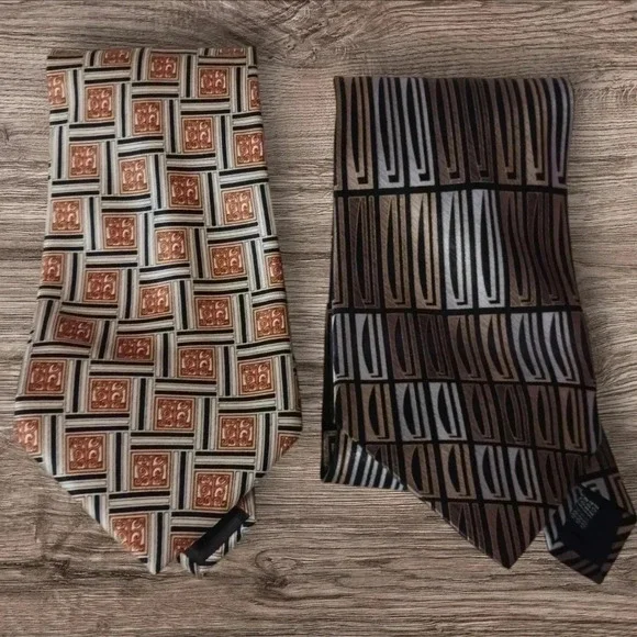 Pronto-uomo & Lanvin set of 2 ties abstract design silk necktie ties